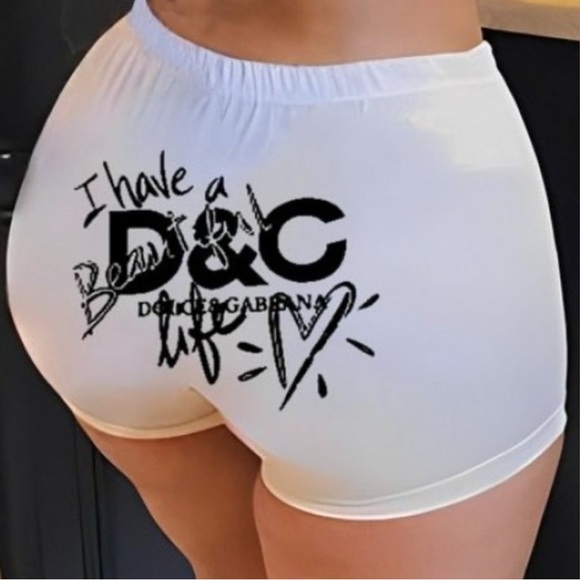Sexy Short Shorts Bodycon I HAVE A BEAUTIFUL LIFE D & C Across Butt White Shorts - Picture 2 of 7